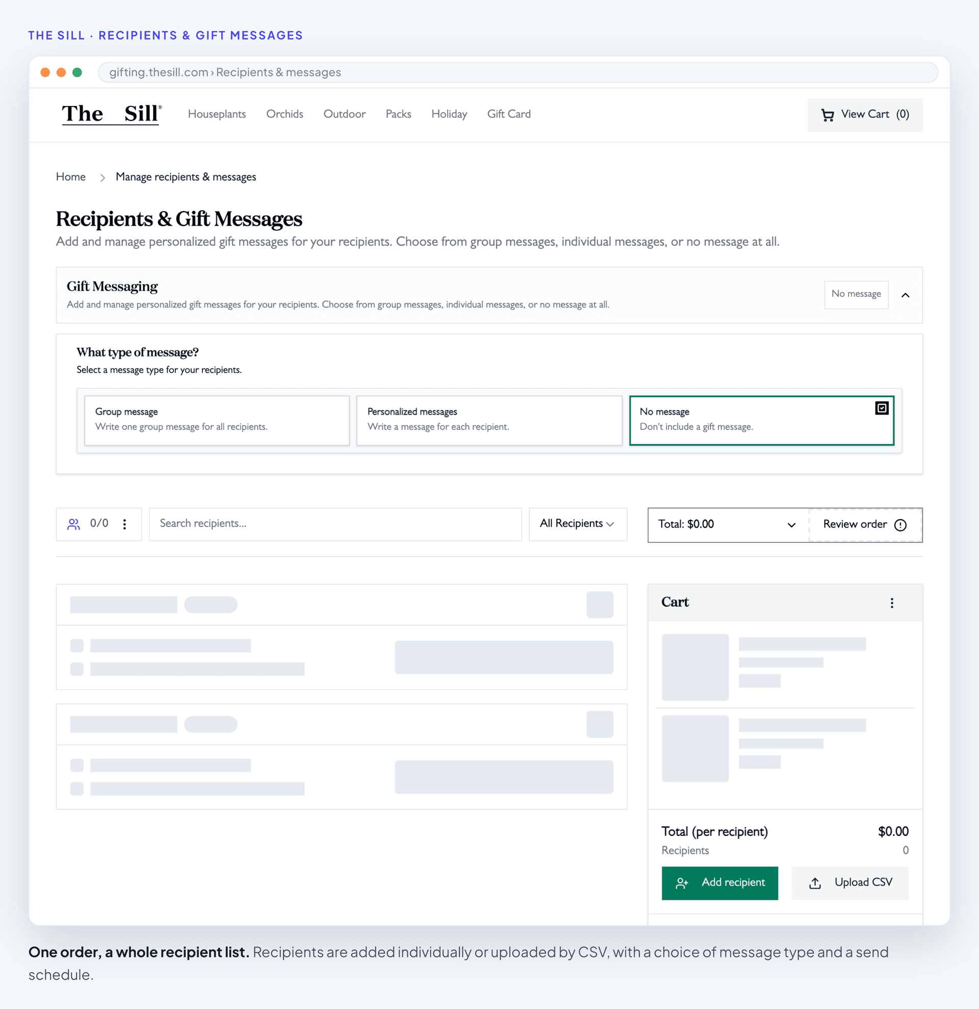 Adding recipients and choosing the message type