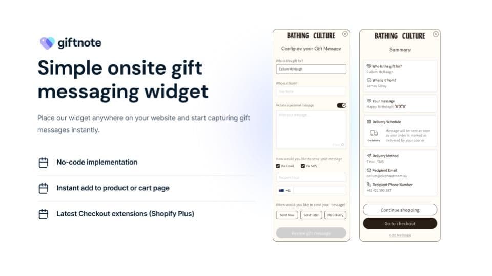 Giftnote’s Latest Integrations with Shopify’s No-Code Checkout