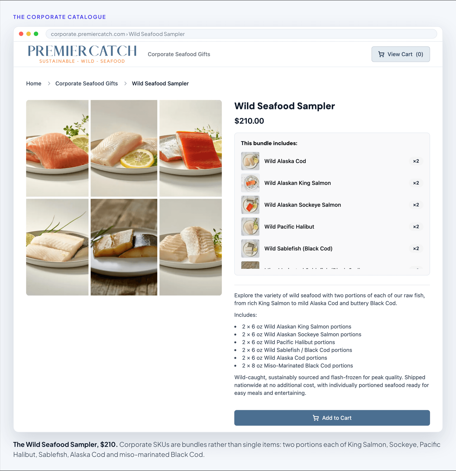 The Wild Seafood Sampler in the Premier Catch corporate catalogue
