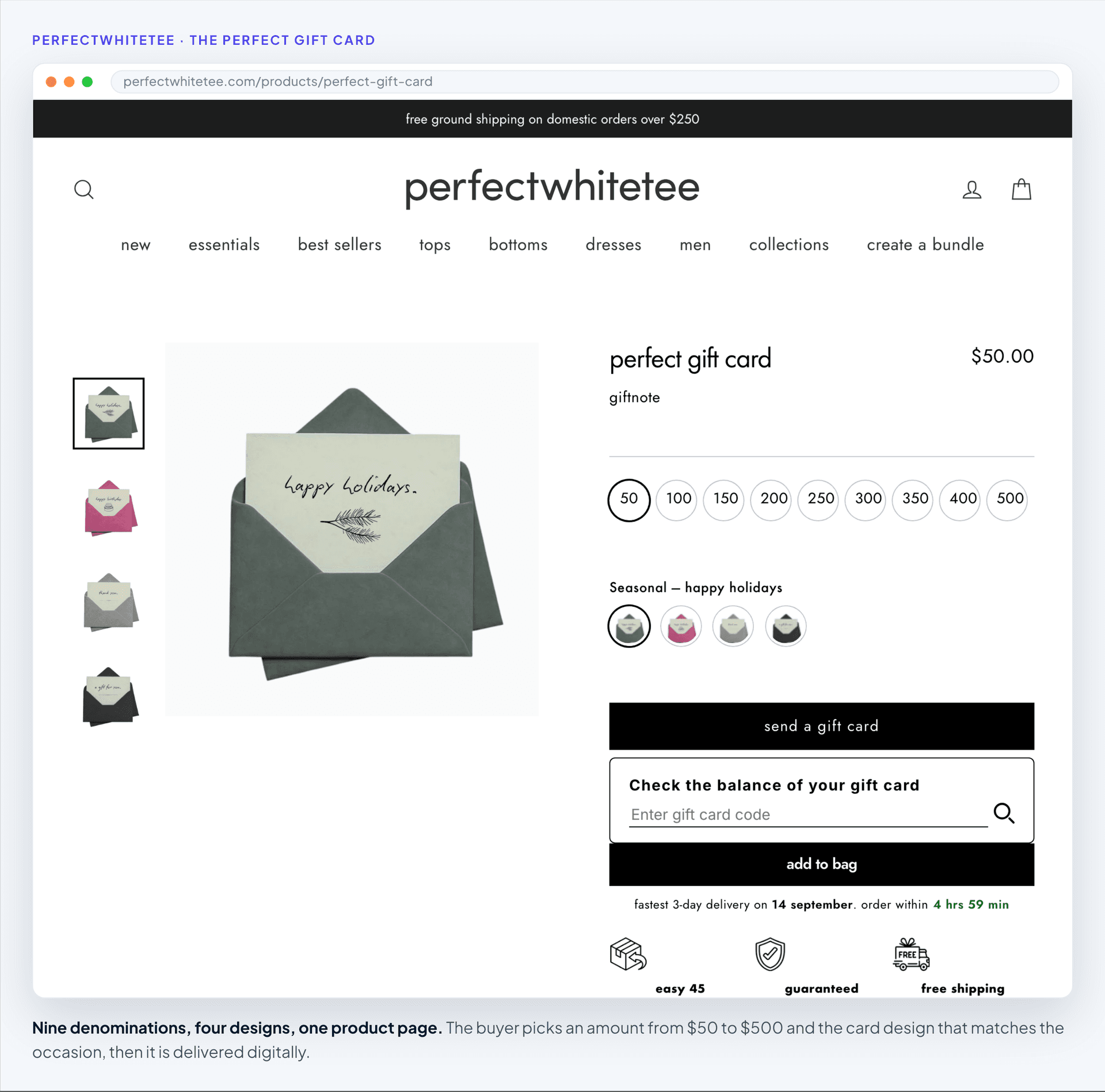 The perfect gift card at perfectwhitetee.com