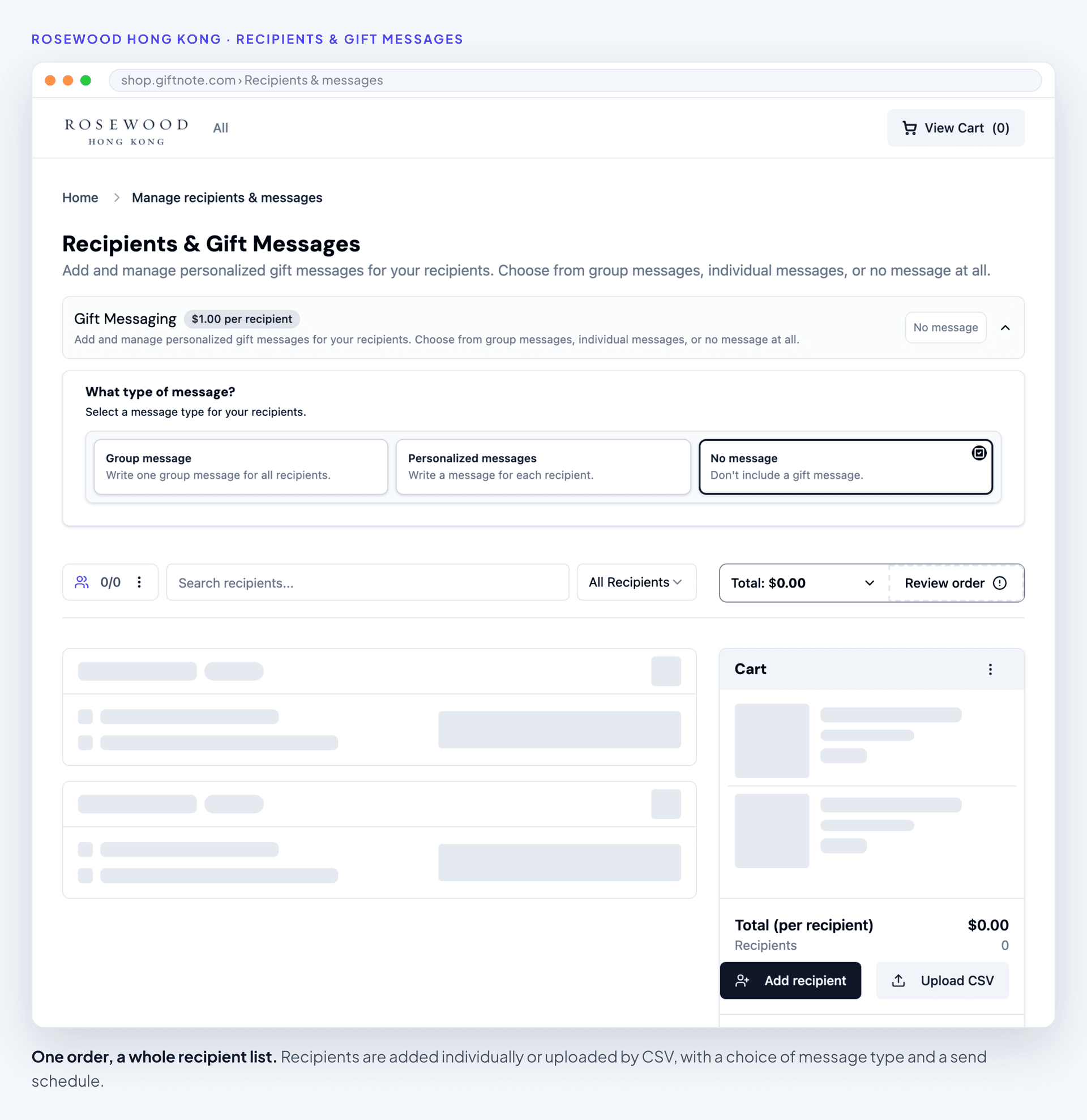 Adding recipients and choosing the message type