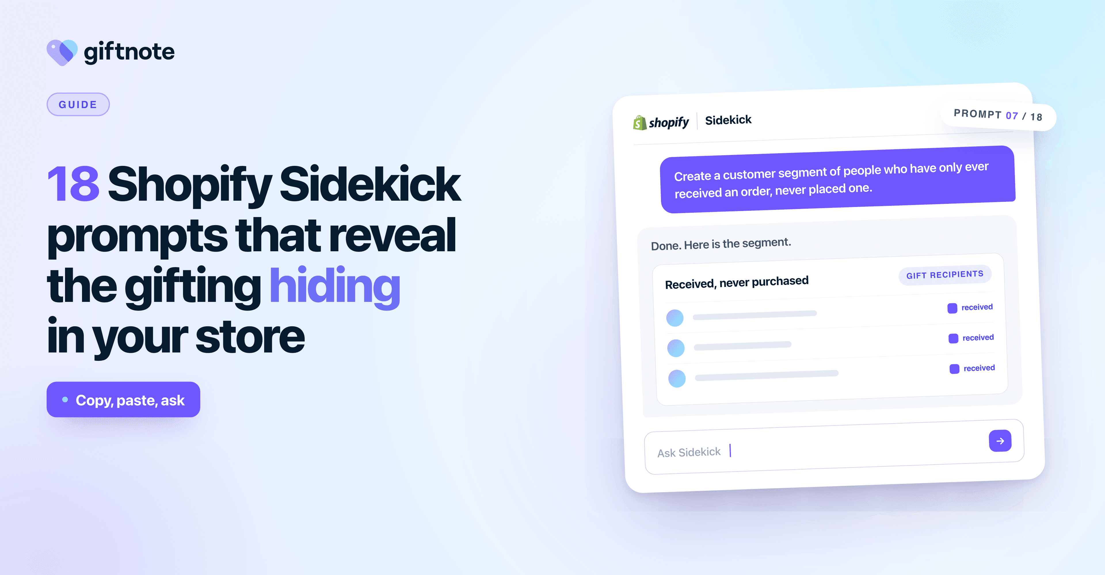 18 Shopify Sidekick prompts that reveal the gifting hiding in your store
