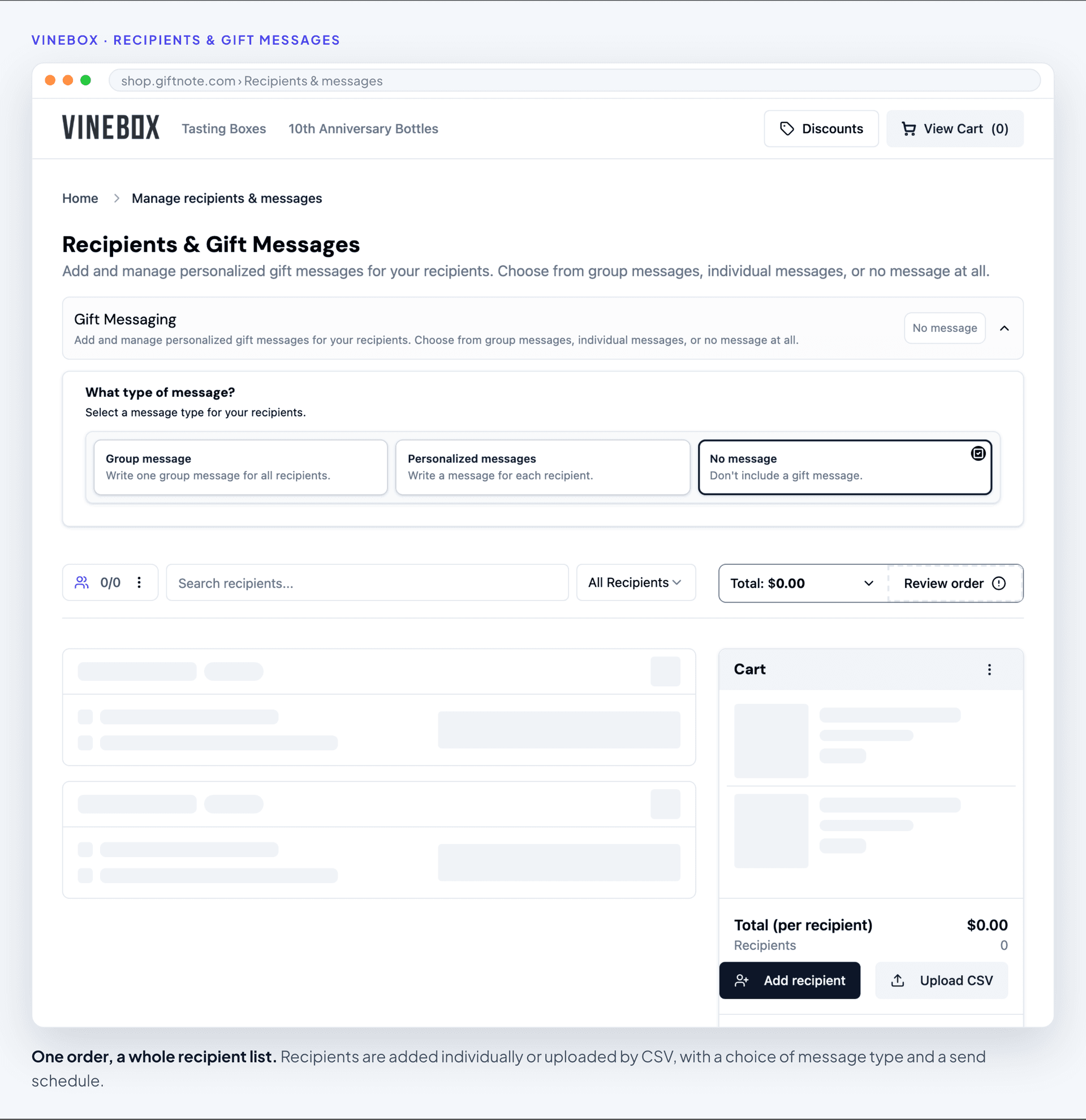 Adding recipients and choosing the message type