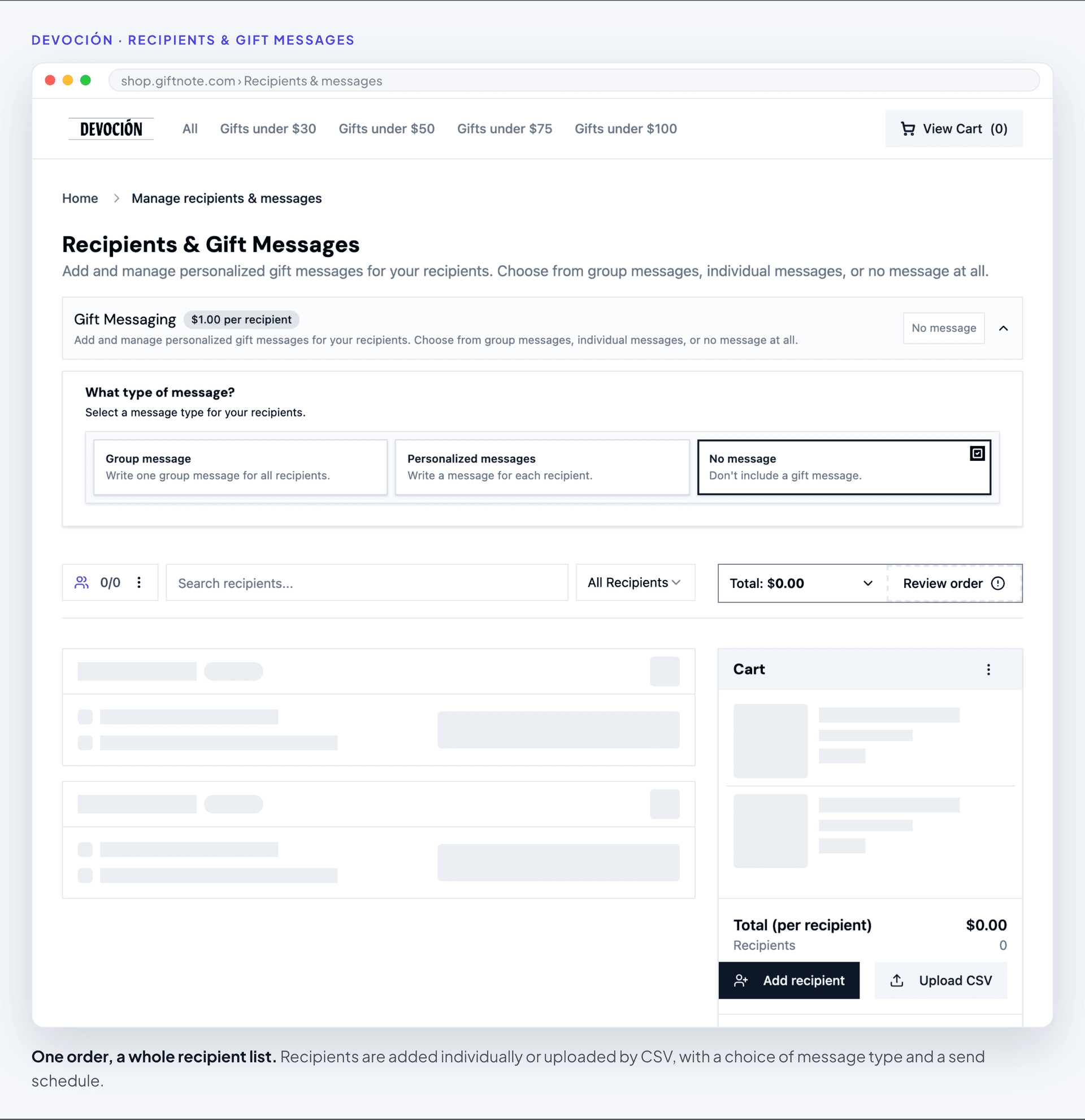 Adding recipients and choosing the message type
