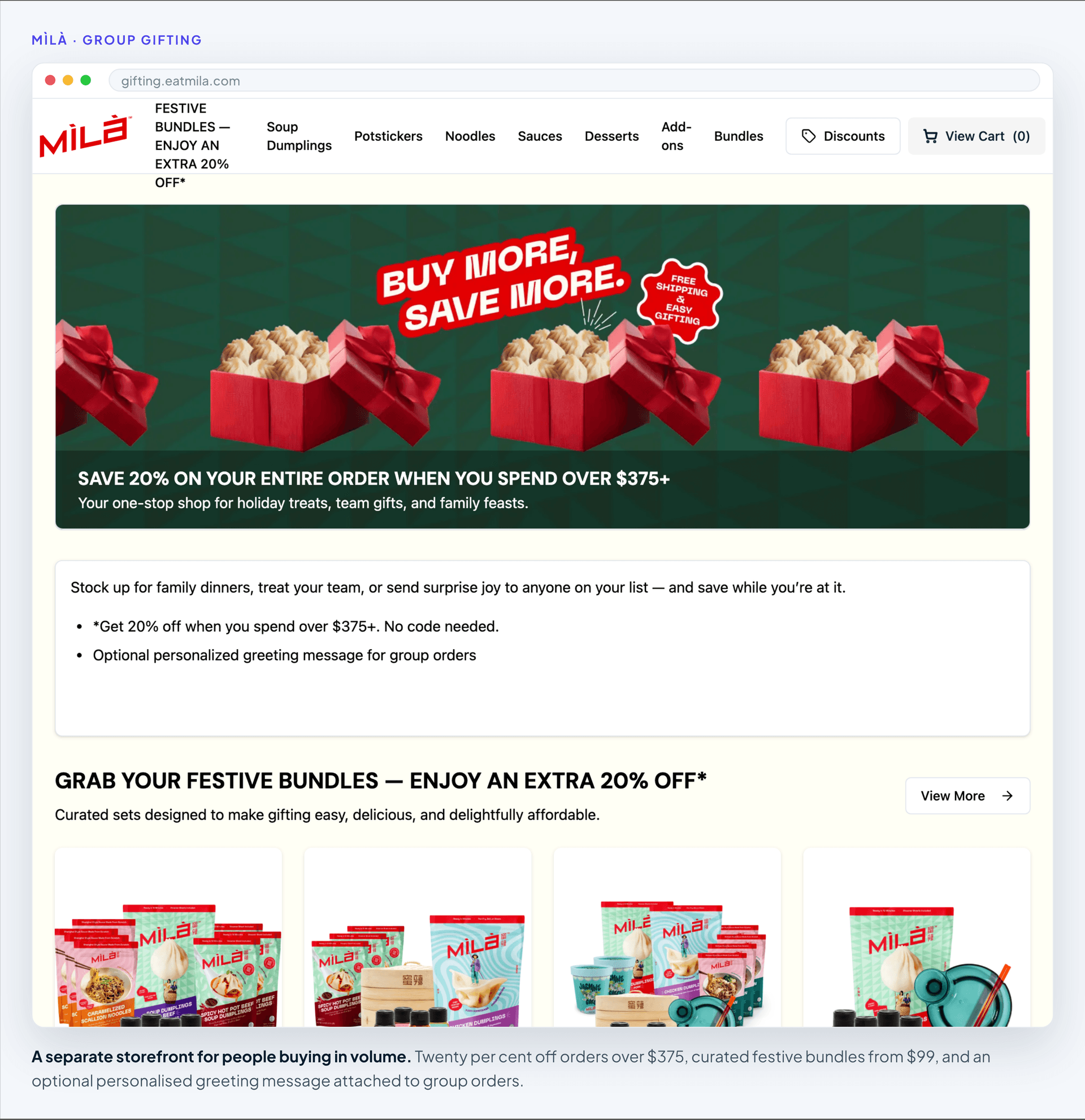 MìLà's group gifting storefront